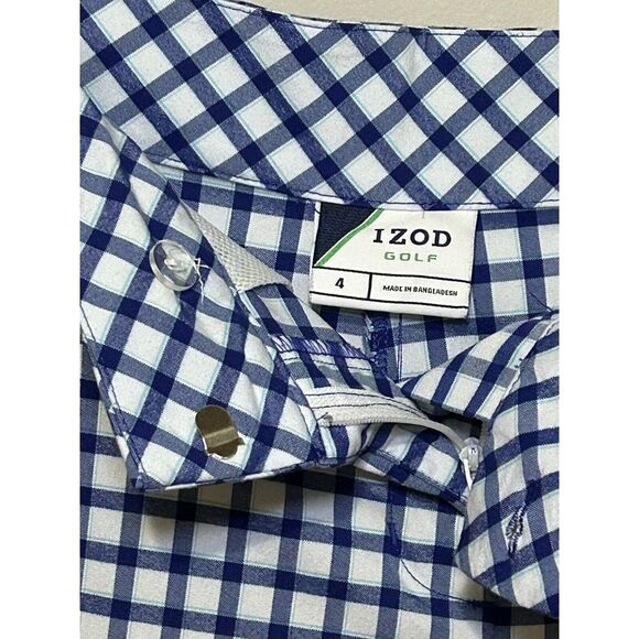 Izod‎ Golf Blue & White Check Ladies Bermuda Golf Shorts Lightweight Size 4 - Picture 4 of 4
